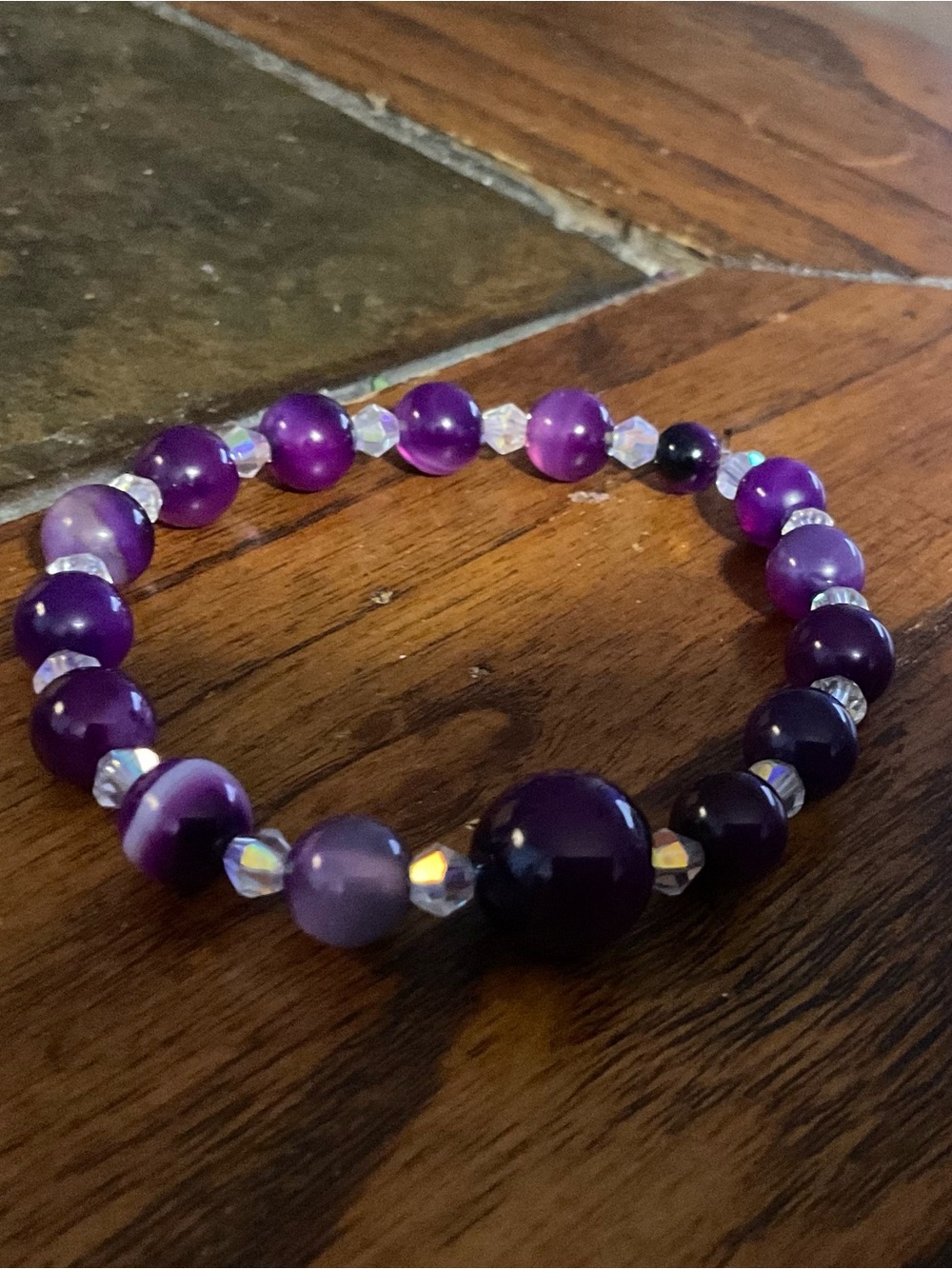 Purple Aventurine Beaded Stretch Bracelet - Women Jewelry
